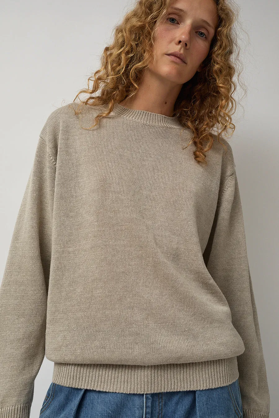 Batoner Washed High Count Linen Long Sleeve Crew Neck in Natural sold by No. 6 product image thumbnail 4