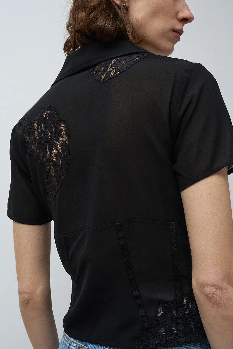 Les Coyotes de Paris Lace Polo in Noir Helter Skelter Lace sold by No. 6 product image thumbnail 4