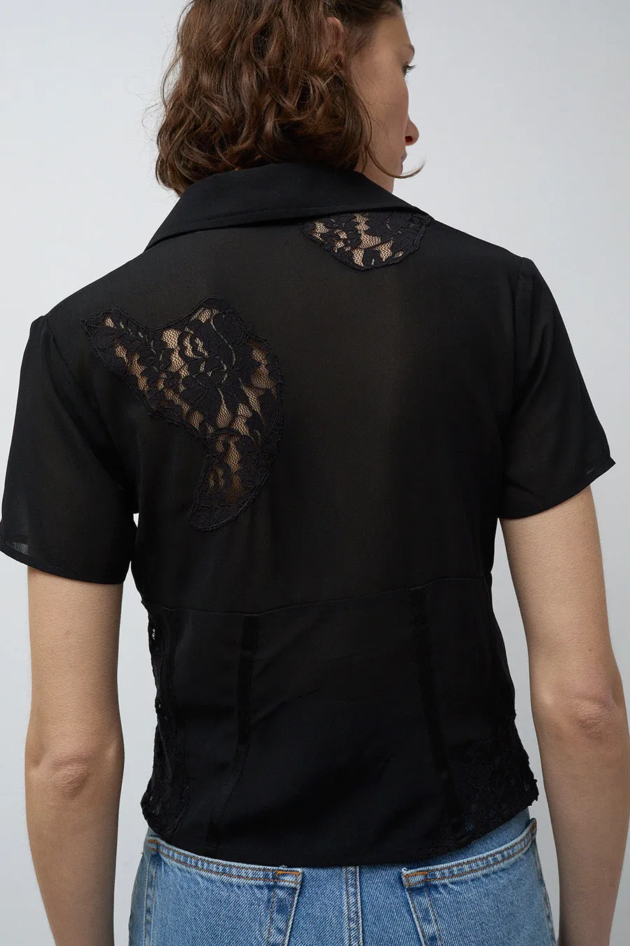 Les Coyotes de Paris Lace Polo in Noir Helter Skelter Lace sold by No. 6 product image thumbnail 3