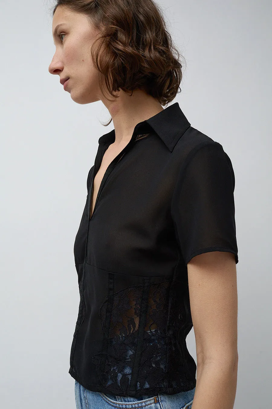 Les Coyotes de Paris Lace Polo in Noir Helter Skelter Lace sold by No. 6 product image thumbnail 2