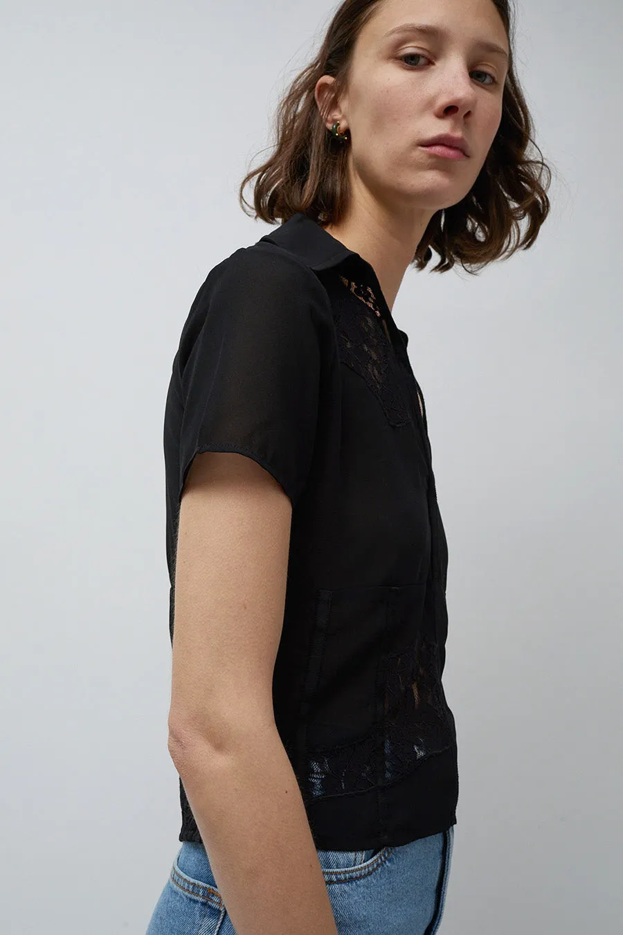 Les Coyotes de Paris Lace Polo in Noir Helter Skelter Lace sold by No. 6 product image thumbnail 5