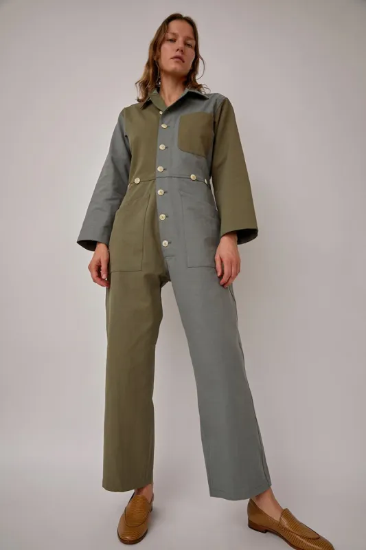 Verity & Daughters Suze Jumpsuit in Colorblock Green made by No. 6