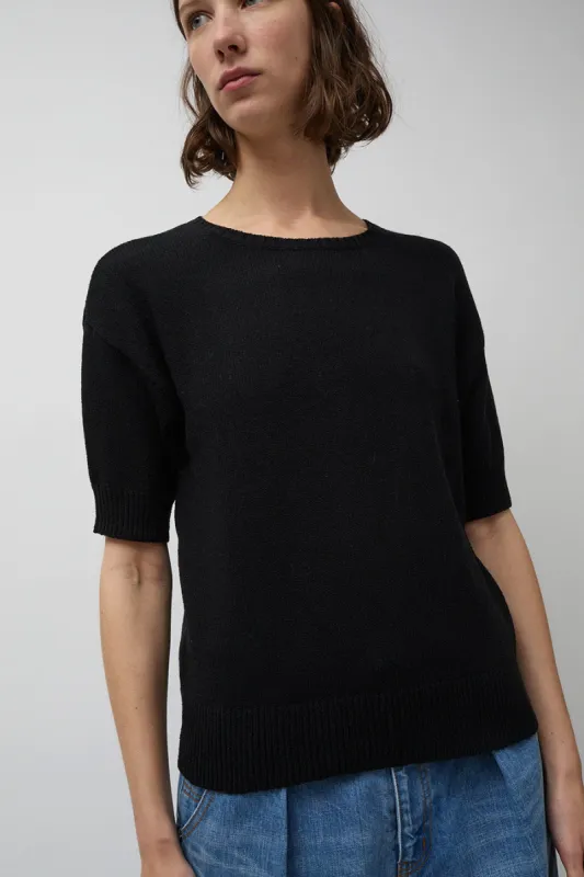 Rue Blanche Ecochain Short Sleeve Sweater in Black sold by No. 6