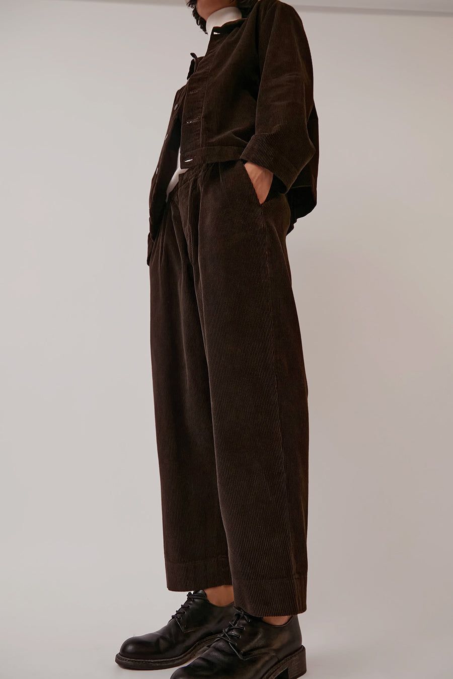 Oftt Pleated Corduroy Trousers in Brown sold by No. 6 product image thumbnail 5