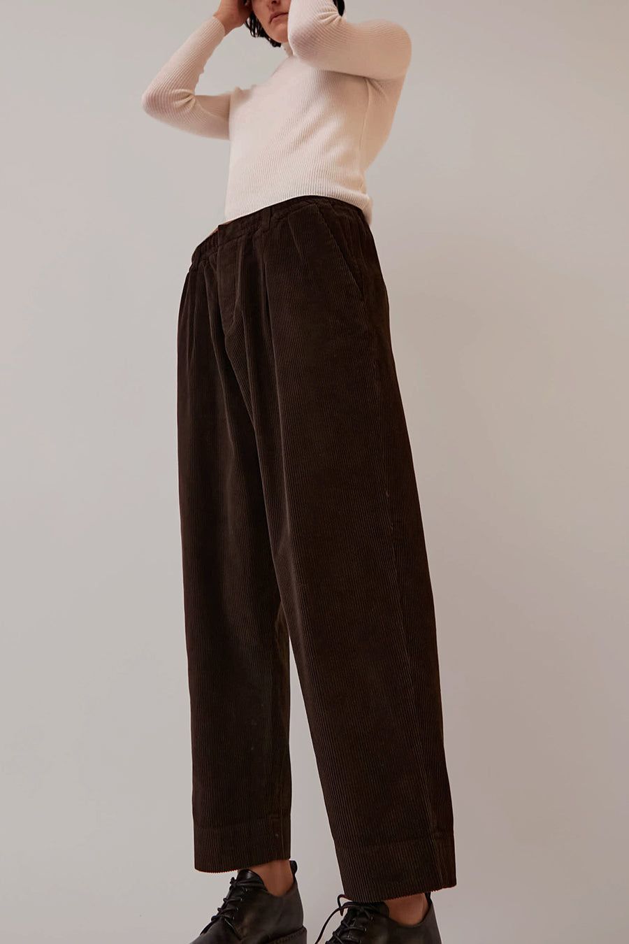 Oftt Pleated Corduroy Trousers in Brown sold by No. 6 product image thumbnail 2