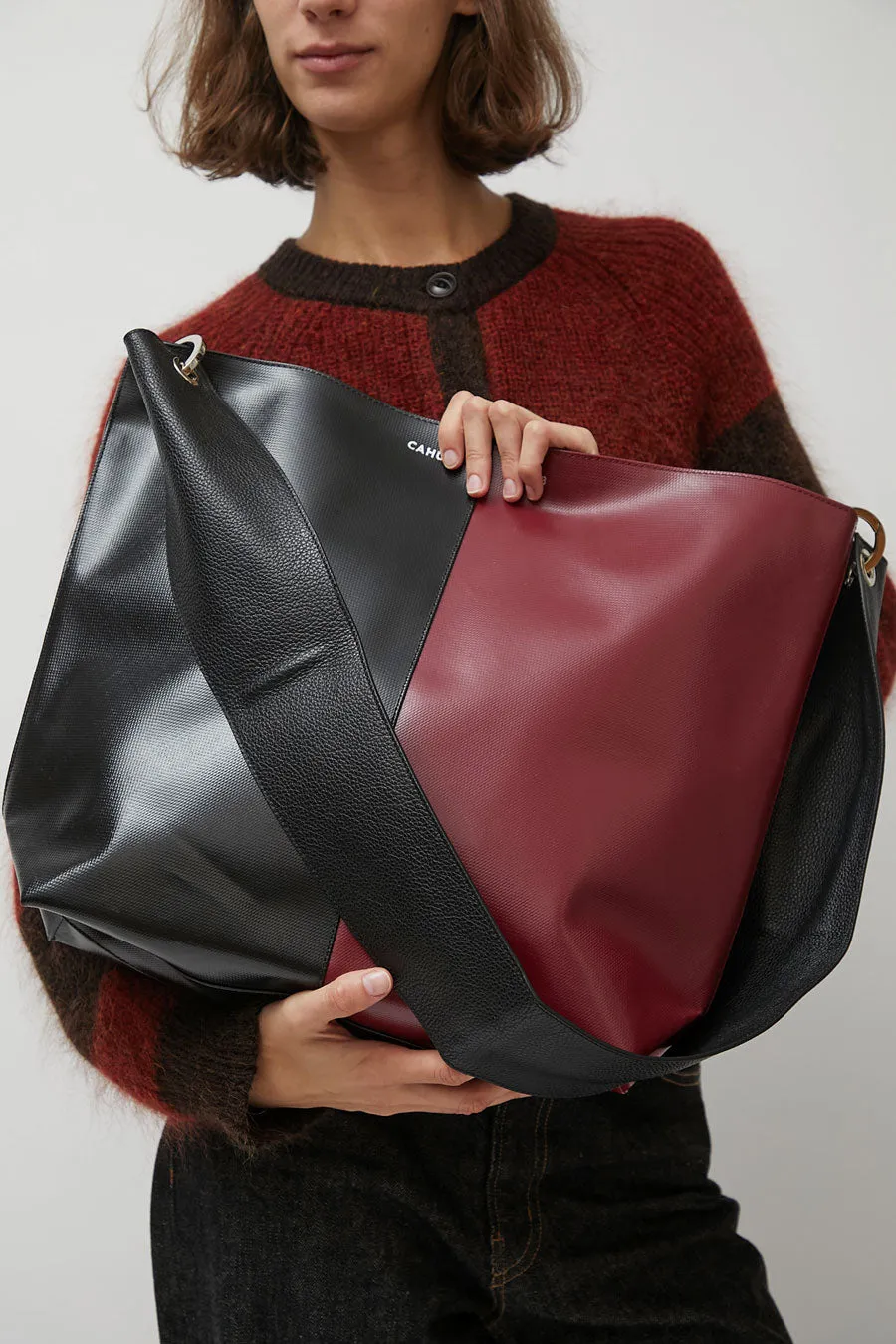 Cahu Diagonal Bigout Bag in Black and Burgundy sold by No. 6 product image thumbnail 2