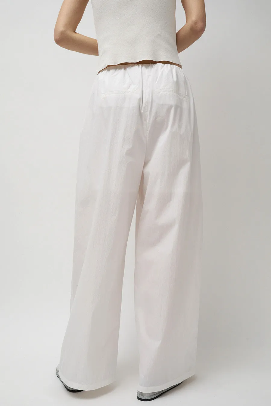 【BAON】Manori banding wide cotton pants Amomento Cotton Banding Wide Pants in White | Parallel