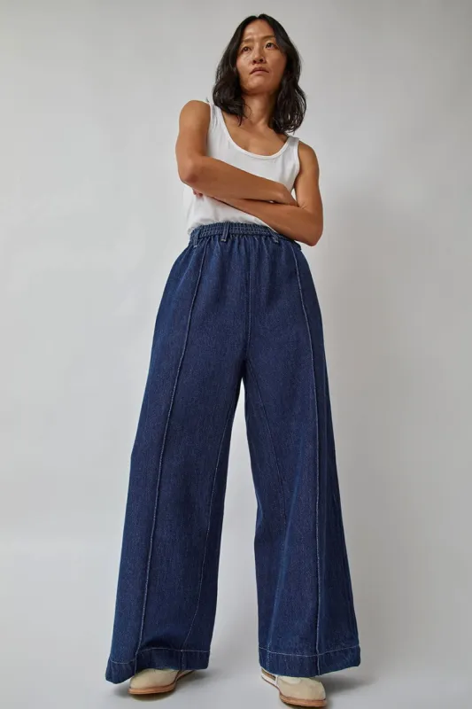Atelier Delphine Wide Pants in Enzyme Wash Denim sold by No. 6