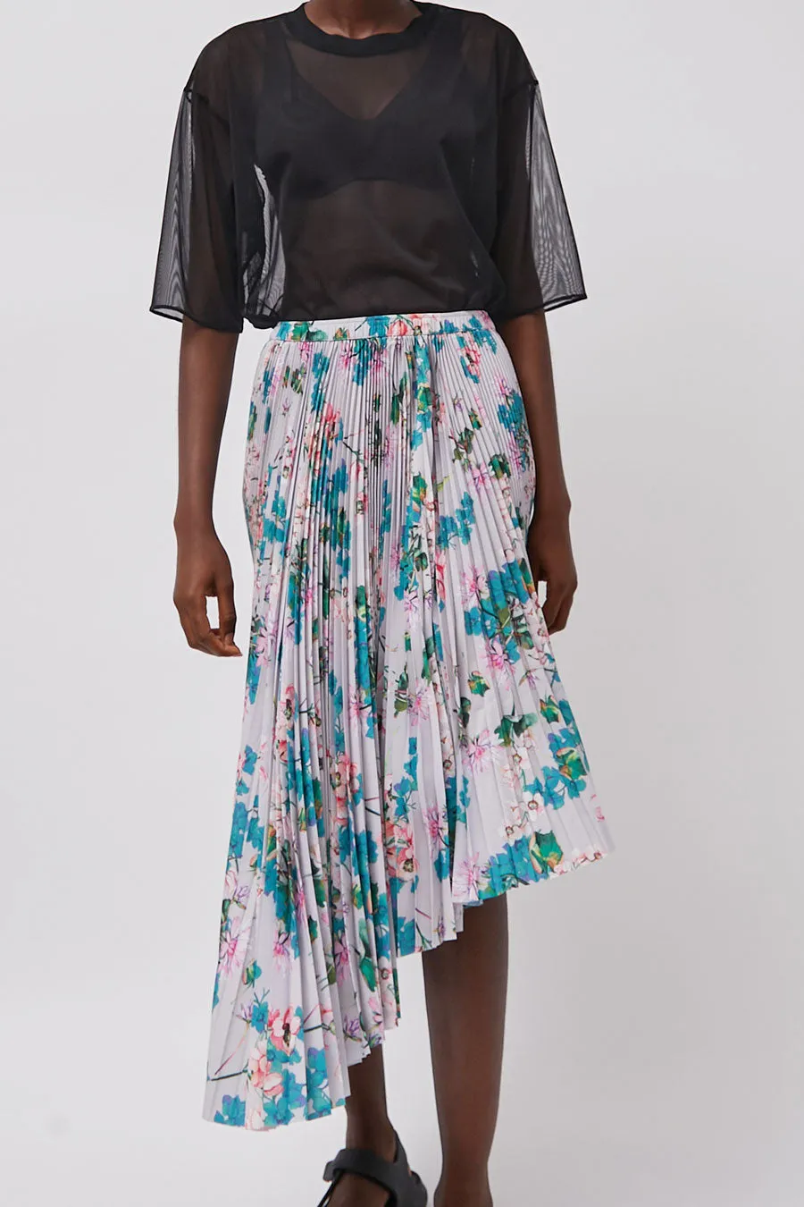 Marios Pleated Asymmetric Skirt in Floral sold by No. 6 product image thumbnail 2