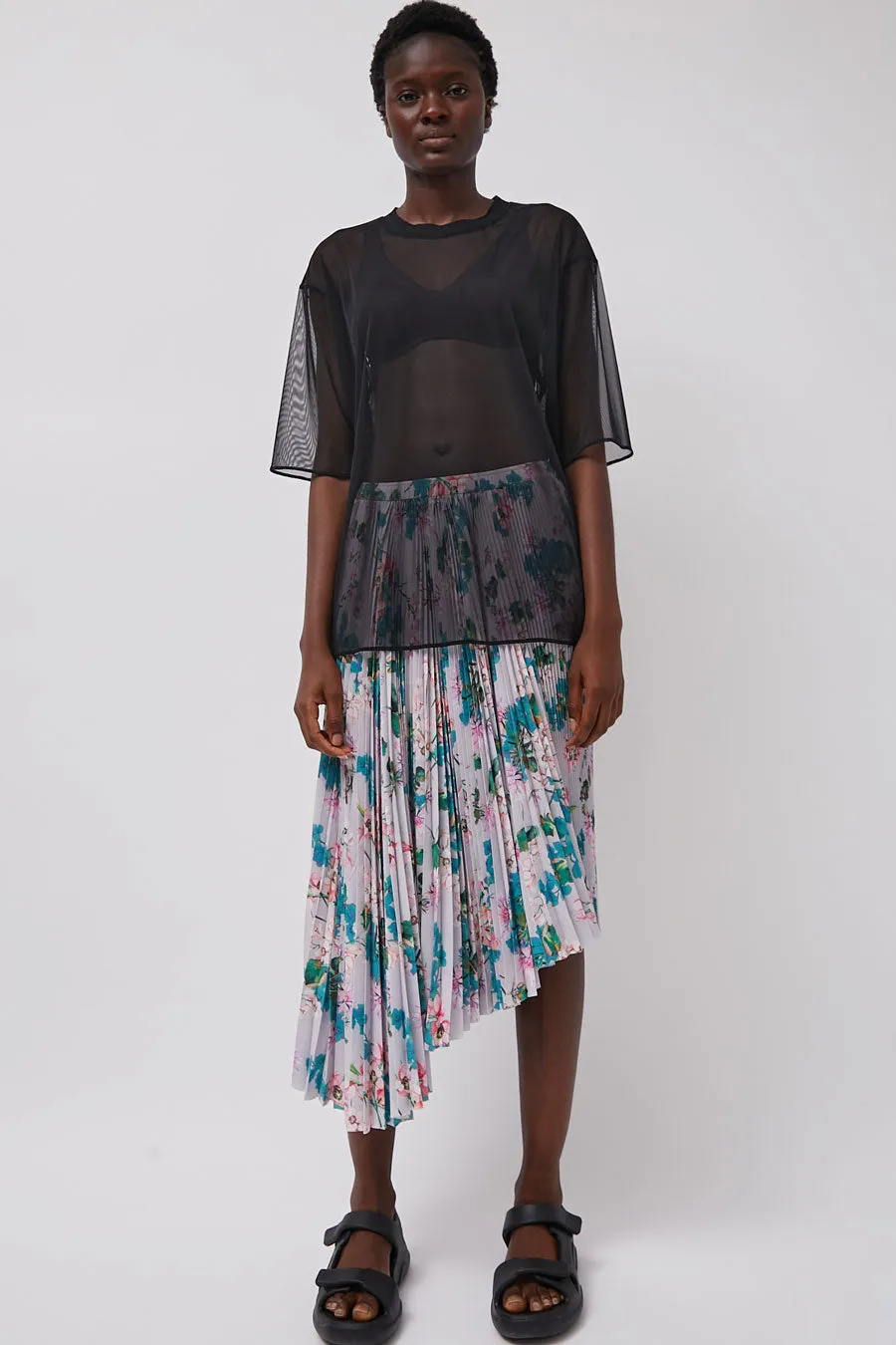 Marios Pleated Asymmetric Skirt in Floral sold by No. 6 product image thumbnail 3