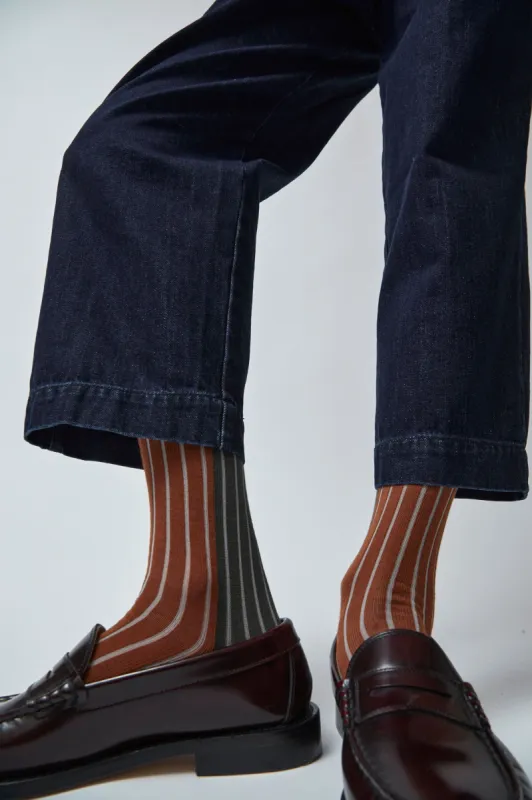 Rue Blanche Chausse Ribs Socks in Chasse made by No. 6