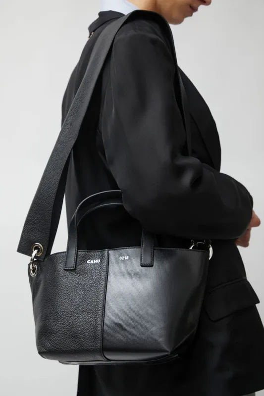 Cahu XS Pratique Bigout Bag in Black PVC and Black Leather sold by No. 6