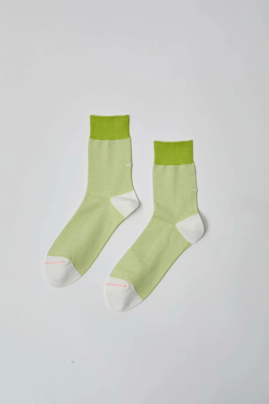 Rototo Fine Stripe Mini Crew Socks in Lime sold by No. 6 product image thumbnail 3