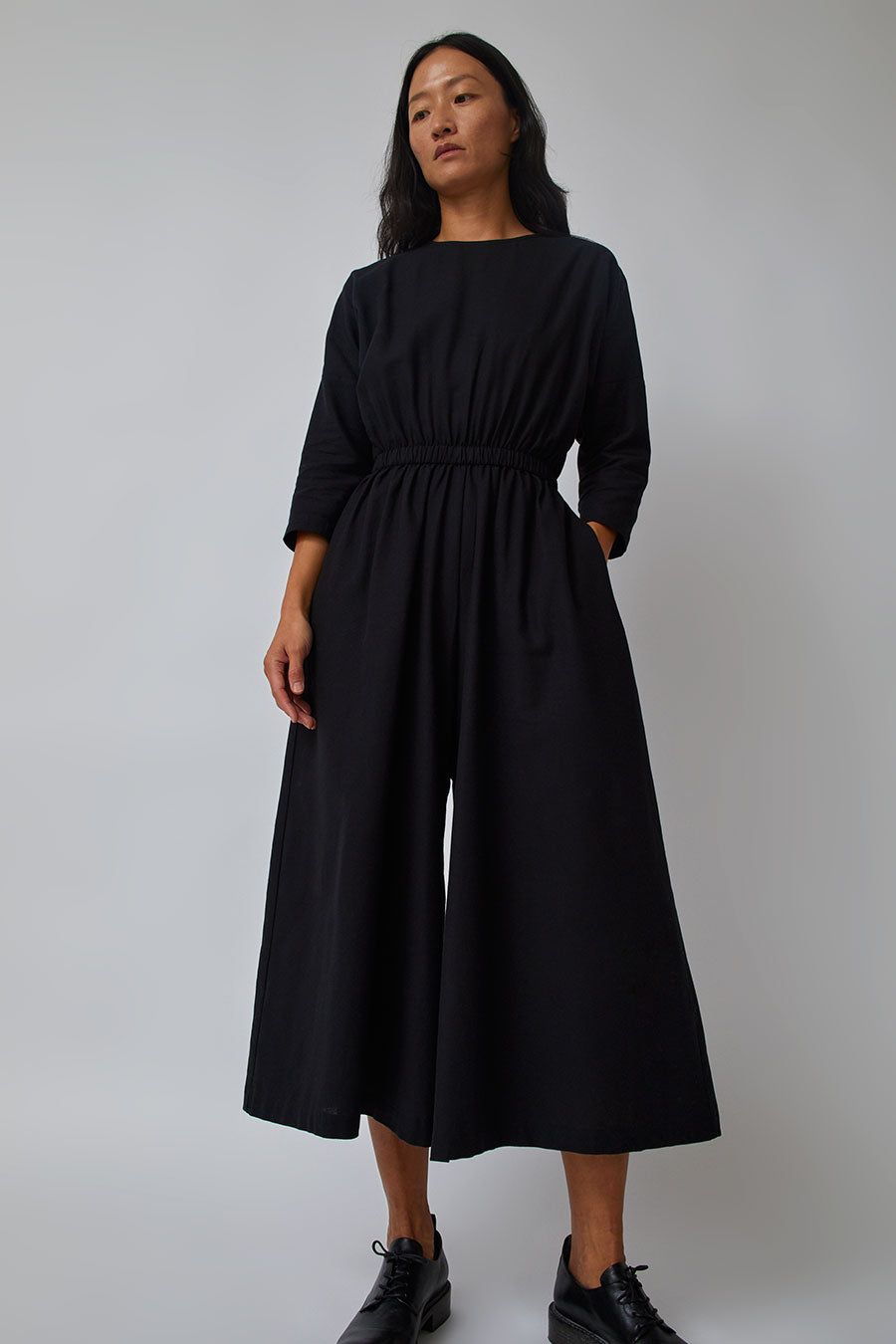 Black Crane Wide Culotte Jumpsuit in Black sold by No. 6