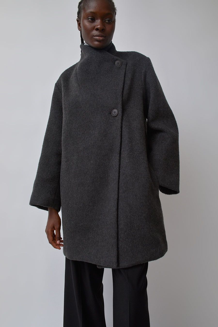 Mijeong Park Wool Blend Wrap Coat in Charcoal sold by No. 6 product image thumbnail 2