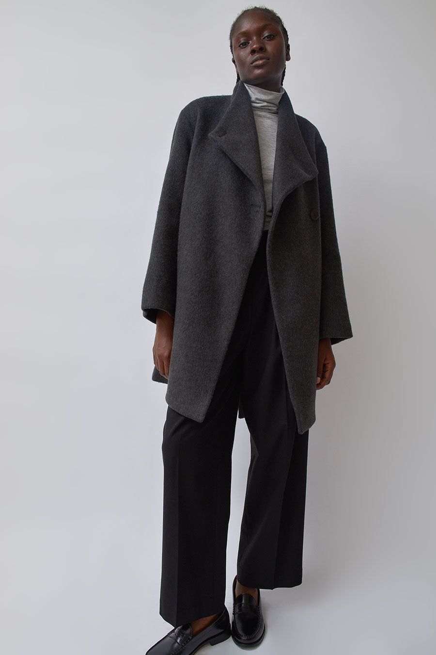 Mijeong Park Wool Blend Wrap Coat in Charcoal sold by No. 6 product image thumbnail 5