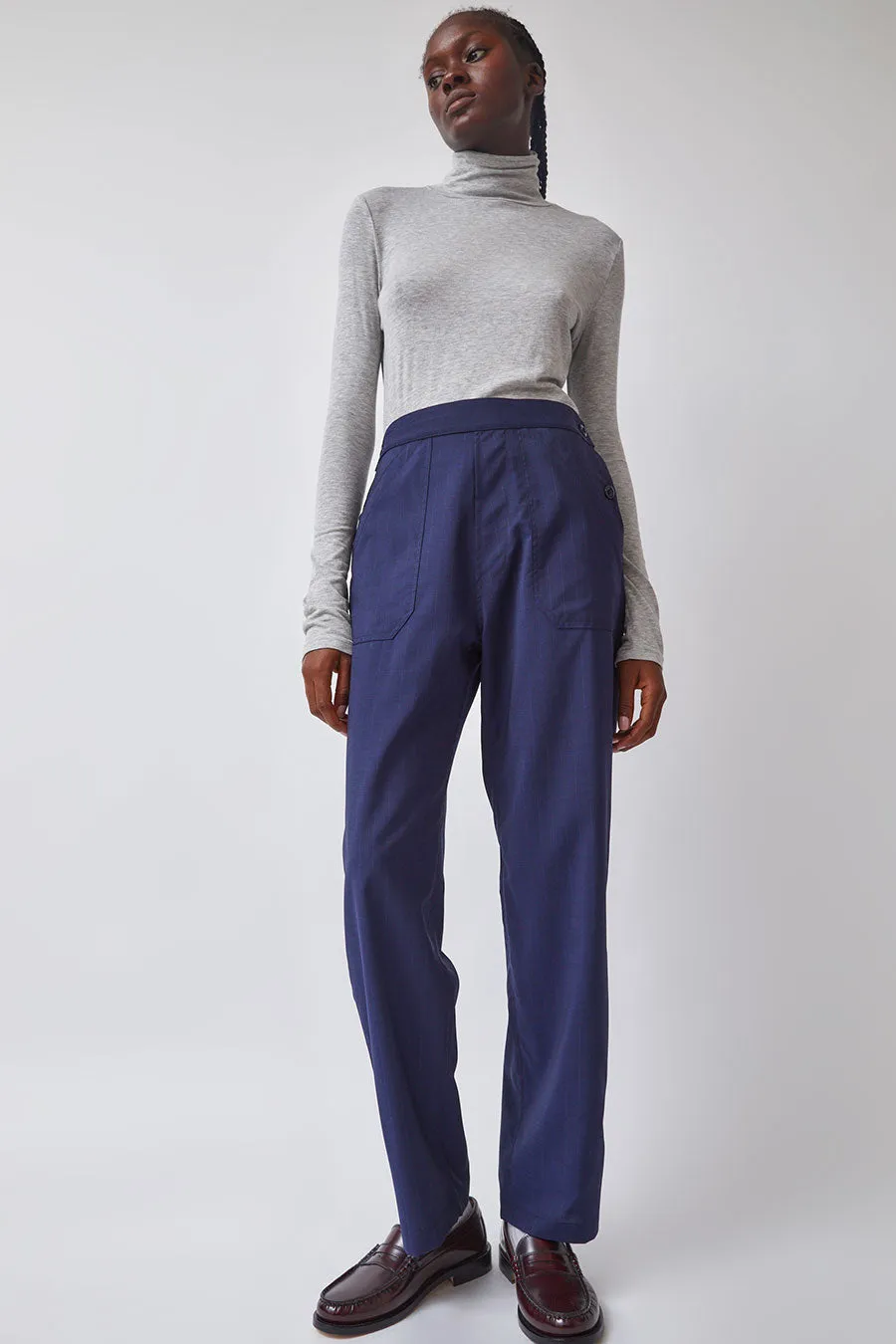 Heather Harlan Work Pant in Navy and White Pinstripe sold by No. 6 product image thumbnail 2