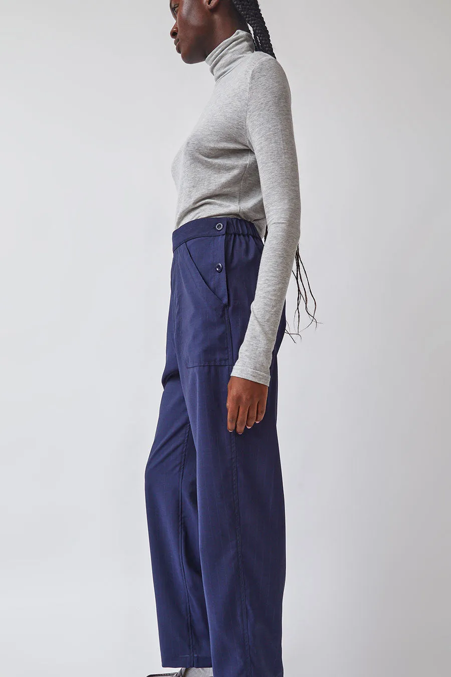 Heather Harlan Work Pant in Navy and White Pinstripe sold by No. 6 product image thumbnail 3