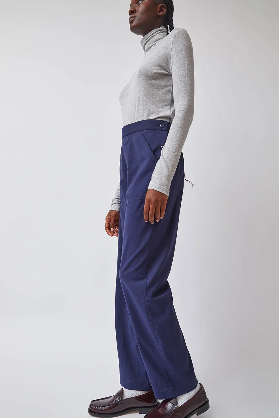 Heather Harlan Work Pant in Navy and White Pinstripe sold by No. 6 product image thumbnail 4