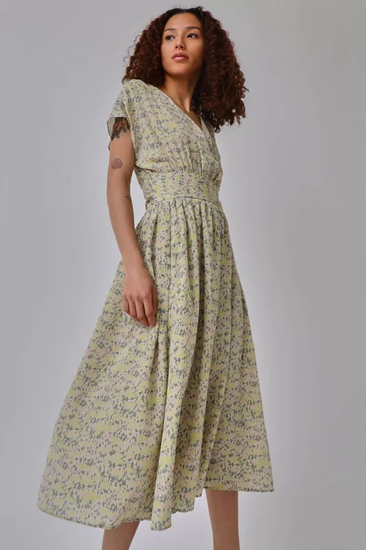 No.6 Scarlett Wrap Dress in Pink and Green Field made by No. 6