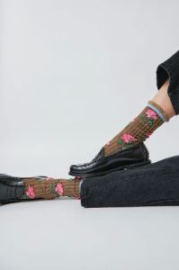 Exquisite J Short Flower Socks in Pink Flowers sold by No. 6