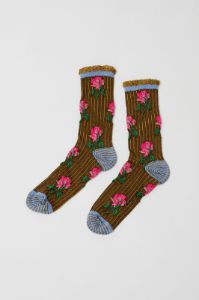 Exquisite J Short Flower Socks in Pink Flowers sold by No. 6