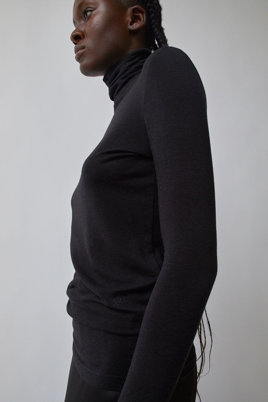 Mijeong Park Roll Neck Jersey Top in Black sold by No. 6 product image thumbnail 3