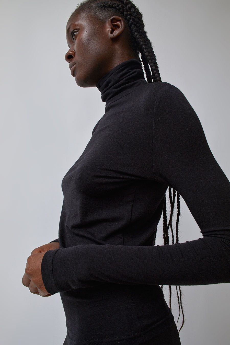 Mijeong Park Roll Neck Jersey Top in Black sold by No. 6 product image thumbnail 4