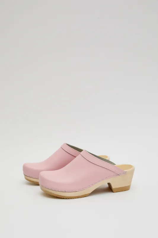 No.6 Old School Clog on Mid Heel in Light Pink sold by No. 6