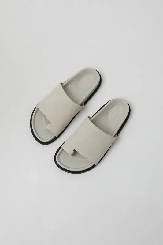 St. Agni Loe Suede Slide in Cool White sold by No. 6