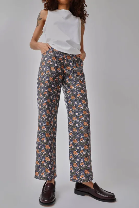 No.6 Agatha Pant in Navy French Floral and Navy Gingham made by No. 6