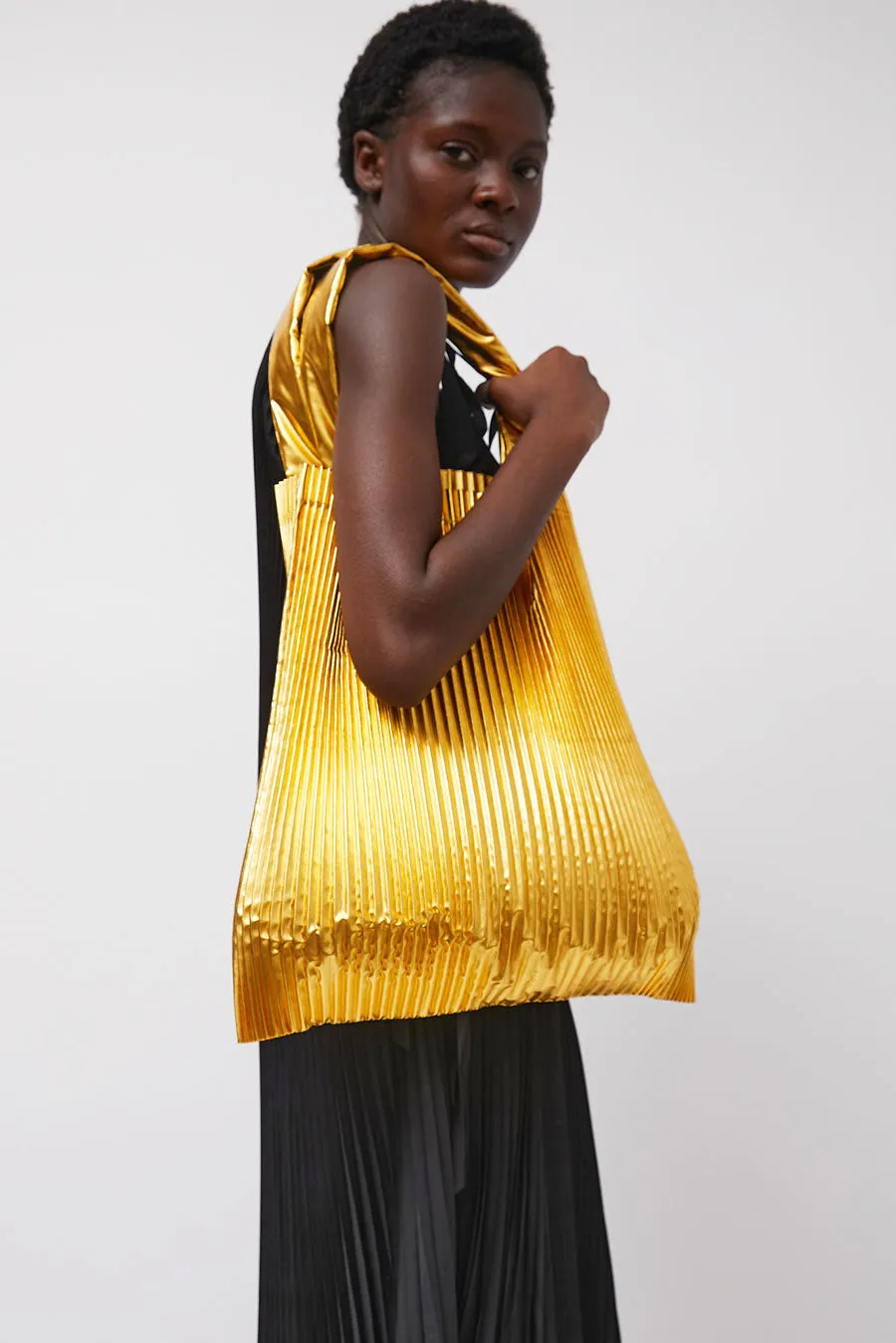 Marios Pleated Tote Bag in Gold sold by No. 6