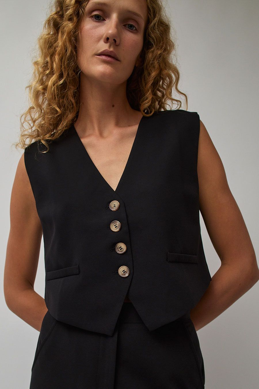 Solaqua The Manon Waistcoat in Noir sold by No. 6