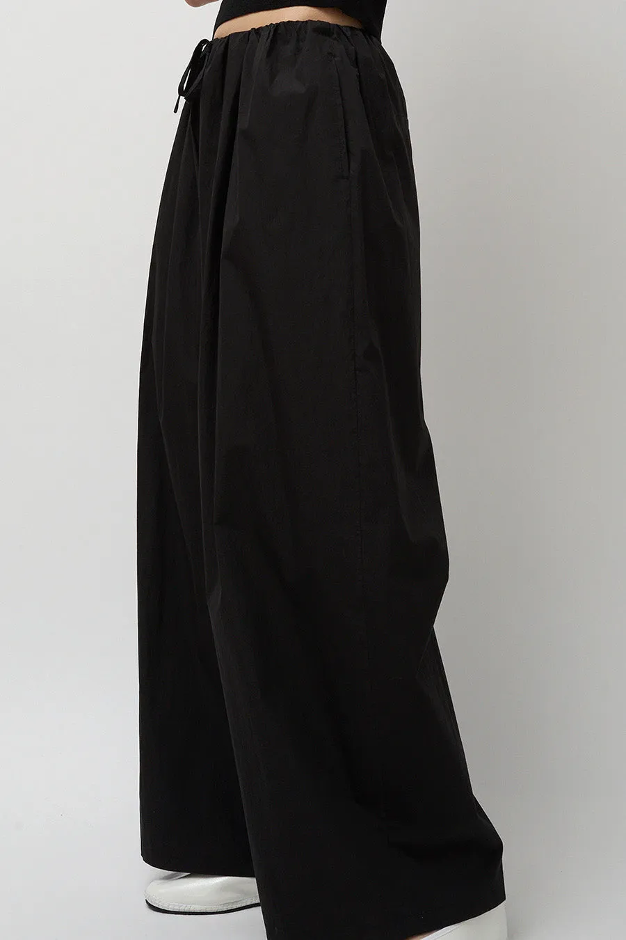 【BAON】Billon Banding Cotton Wide Pants Amomento Cotton Banding Wide Pants in Black | Parallel