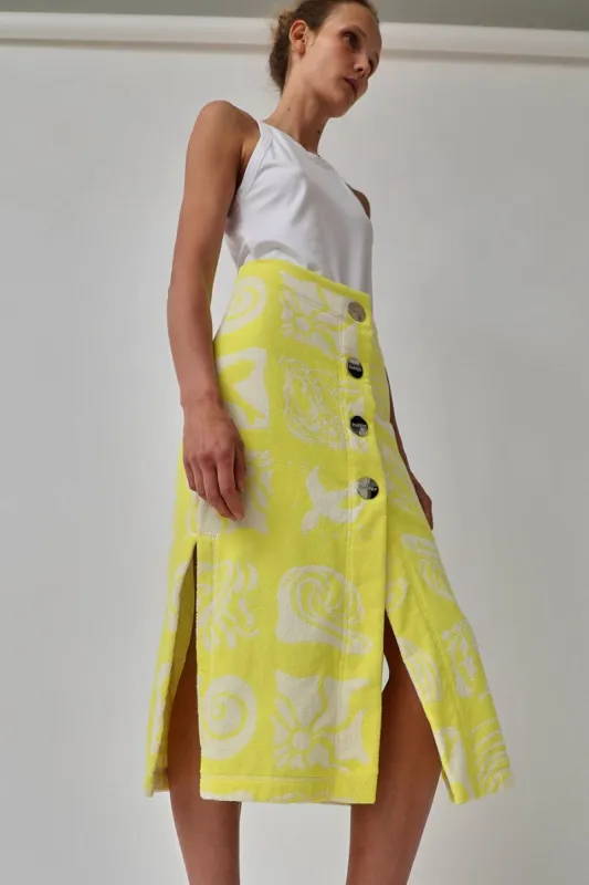 Rodebjer Leilani Towel Skirt in Lime sold by No. 6