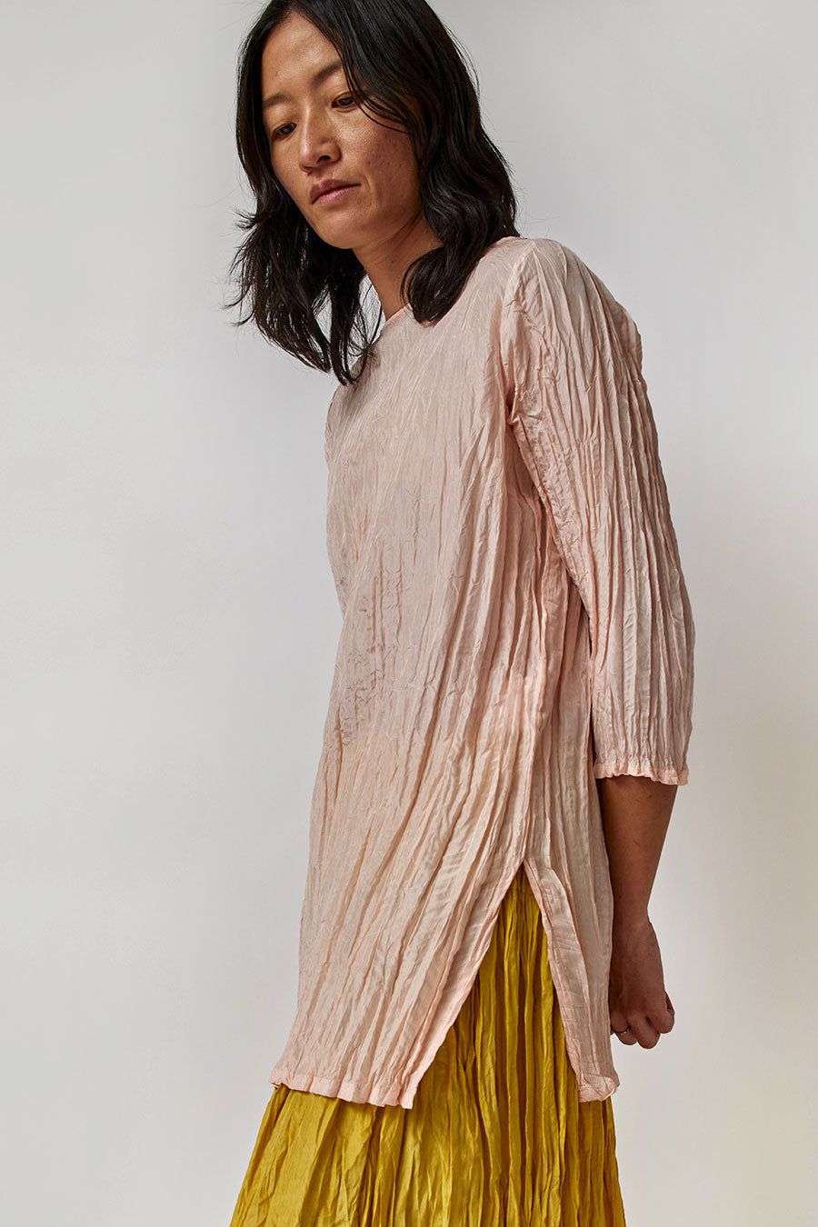 Anaak Palma Pleated Tunic in Pale Pink sold by No. 6