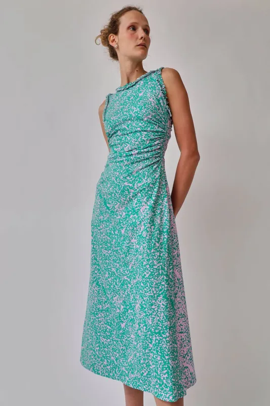 INSHADE Jersey Dress with Decorative Trim in Pink and Green Fleck made by No. 6