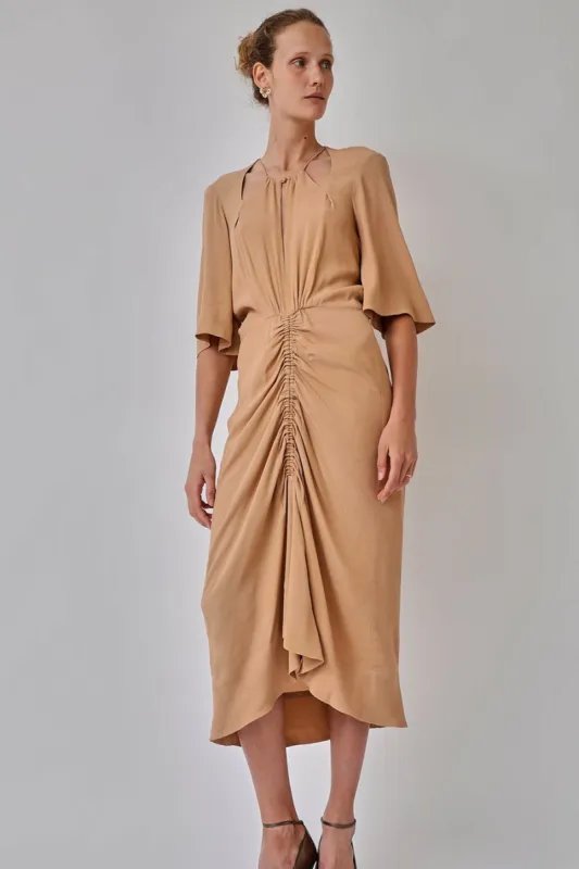 INSHADE Fitted Dress with Cutouts in Beige made by No. 6