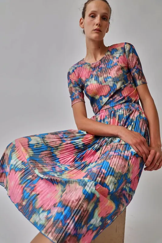 No.6 Kotomi Skirt in Blue and Pink Washed Rose made by No. 6