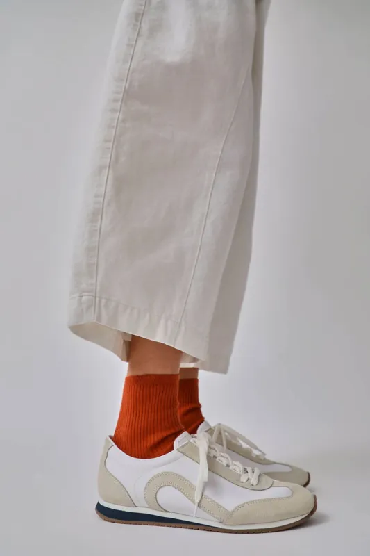 Maria La Rosa Organic Cotton Ribbed Ankle Socks in Camel sold by No. 6