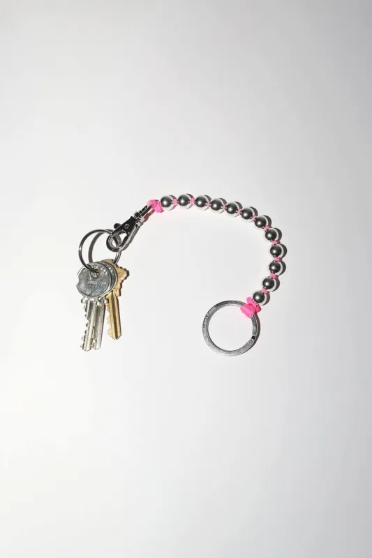 Ina Seifart Perlen Short Keyholder in Silver with Pink Thread made by No. 6