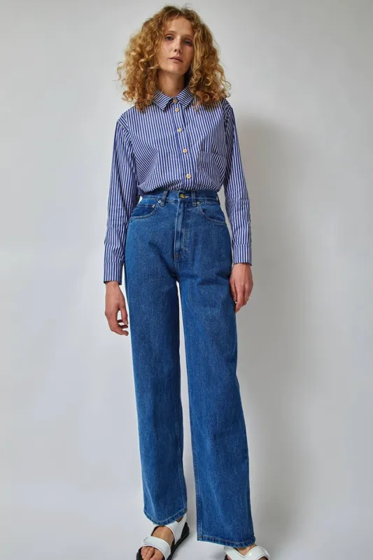 Girls of Dust Zoe Baggy Denim in Stone Wash sold by No. 6