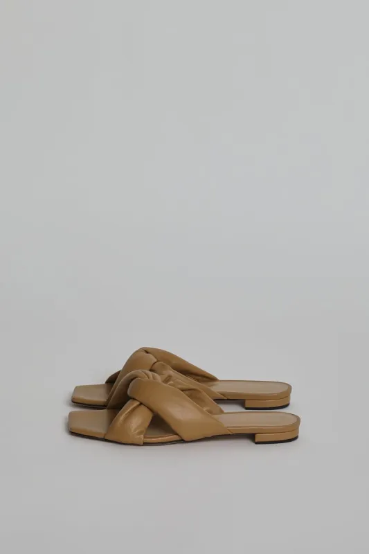 Modern Weaving Quilted Low Crossover Sandal in Camel sold by No. 6