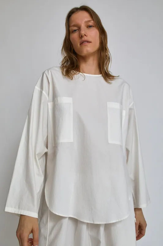 Modern Weaving Pocket Popover Top in White sold by No. 6