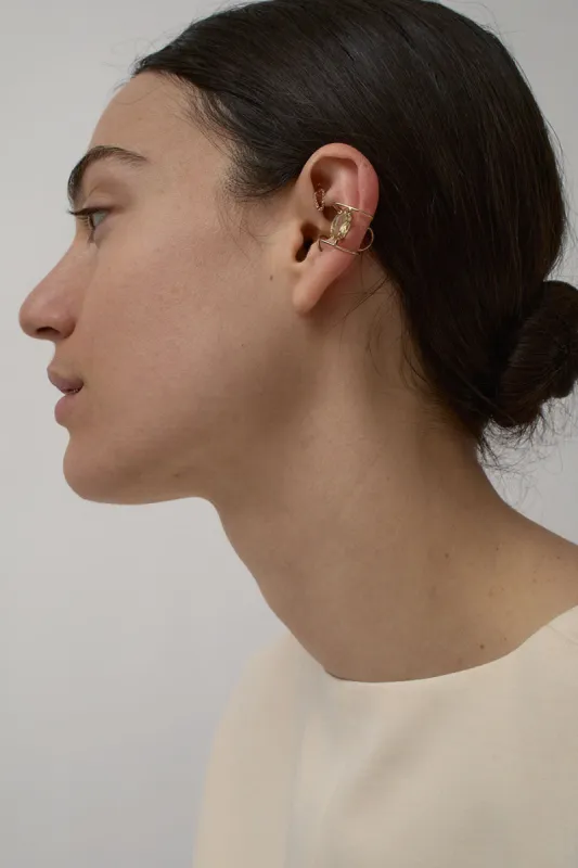 Beatriz Palacios Lemon Earcuff in Gold and Lemon Quartz made by No. 6