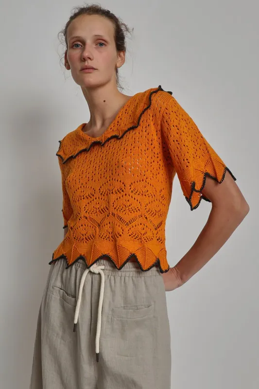 Atelier Delphine Ellery Shirt in Orange and Navy sold by No. 6