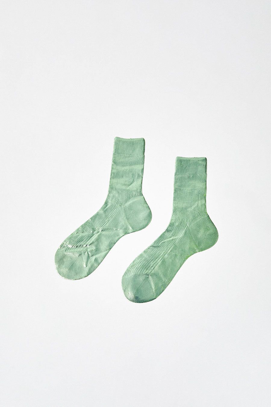 Maria La Rosa Silk Ribbed Laminated Ankle Socks in Verdino sold by No. 6 product image thumbnail 2