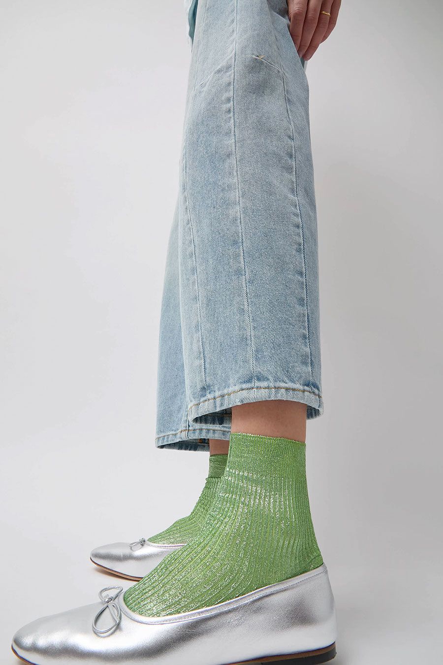 Maria La Rosa Silk Ribbed Laminated Ankle Socks in Verdino sold by No. 6 product image thumbnail 3