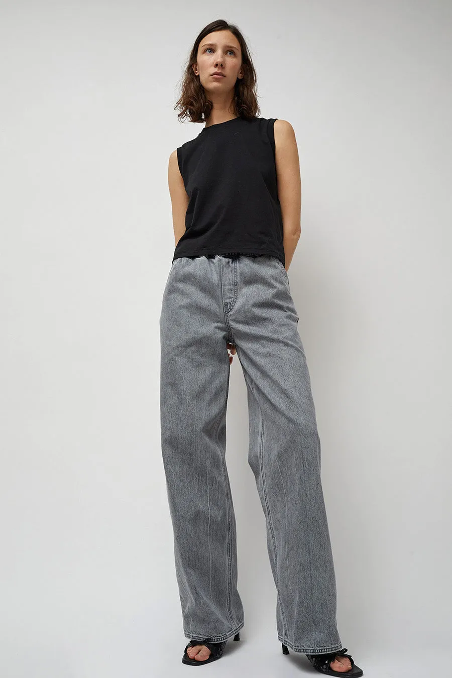 Façon Jacmin Polly Elastic Waist Jean in Light Grey sold by No. 6