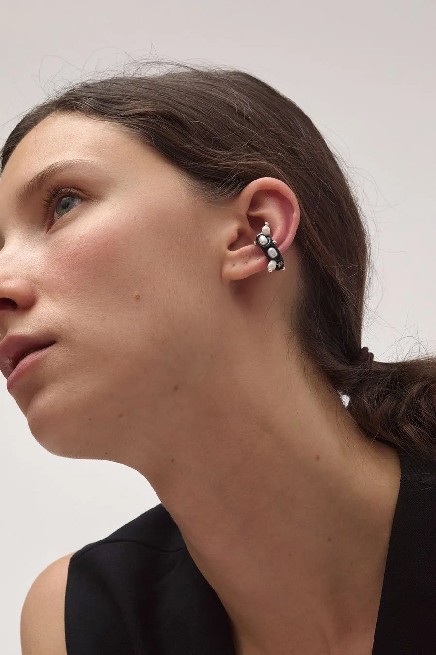 Hannayoo Works Planet Freshwater Pearls Earcuff in Black sold by No. 6